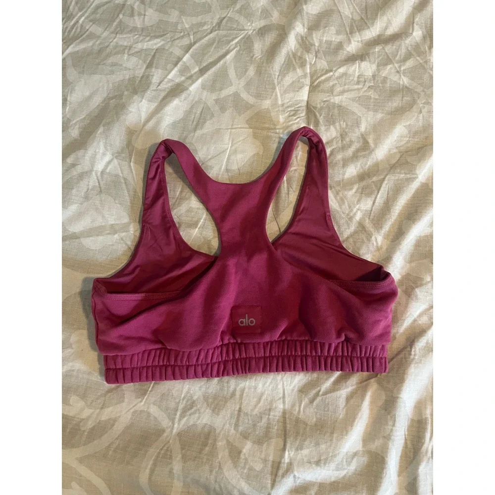 Alo Yoga Accolade Sweatshirt Bra Pink Racerback Sports Bra Large